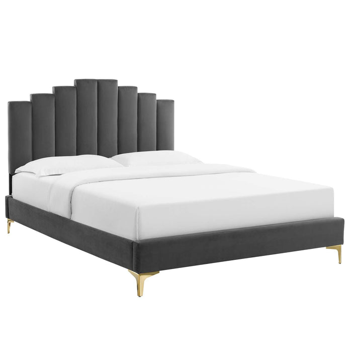 Elise Queen Performance Velvet Platform Bed