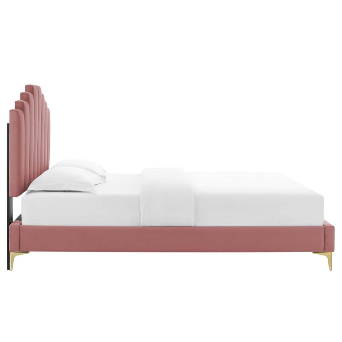 Elise Queen Performance Velvet Platform Bed