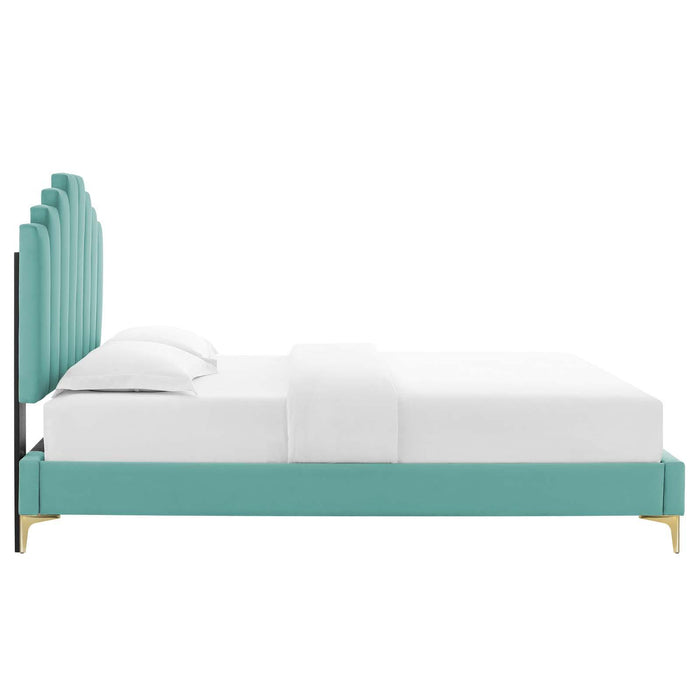 Elise Full Performance Velvet Platform Bed