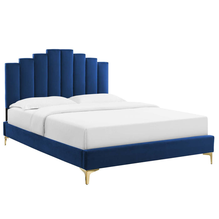 Elise Full Performance Velvet Platform Bed