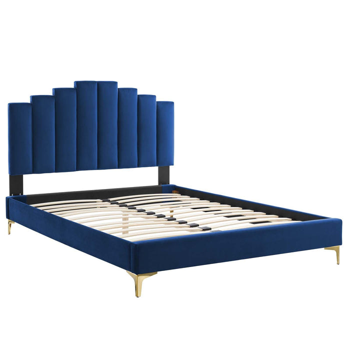 Elise Twin Performance Velvet Platform Bed