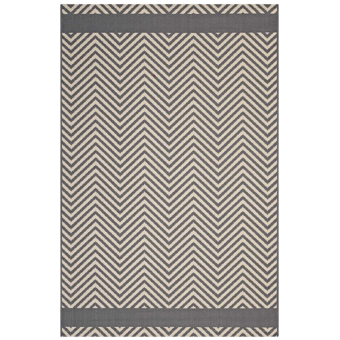 Optica Chevron With End Borders 8x10 Indoor and Outdoor Area Rug image