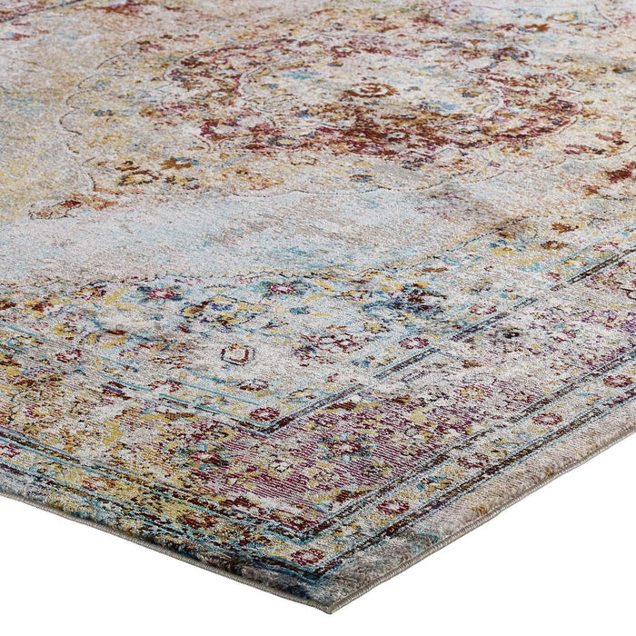 Success Merritt Transitional Distressed Floral Persian Medallion  5x8 Area Rug