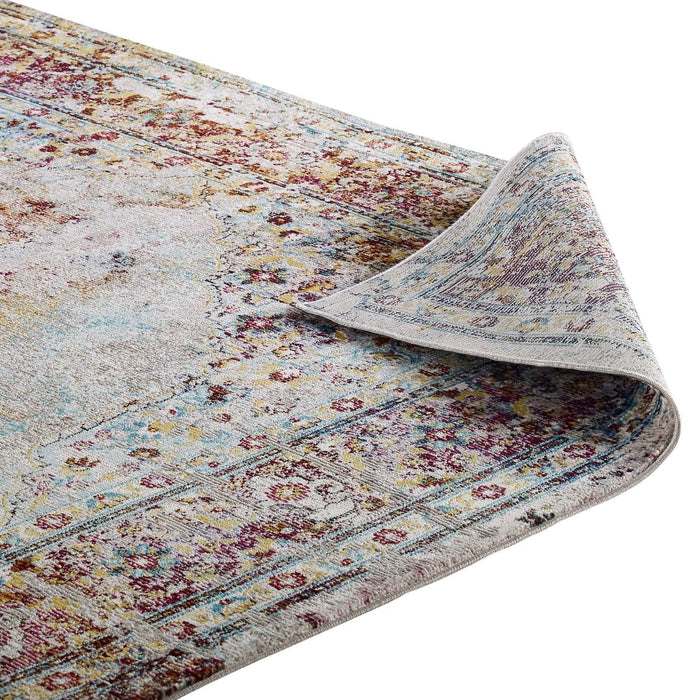 Success Merritt Transitional Distressed Floral Persian Medallion  5x8 Area Rug