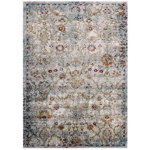 Success Manuka Distressed Vintage Floral Lattice 5x8 Area Rug image