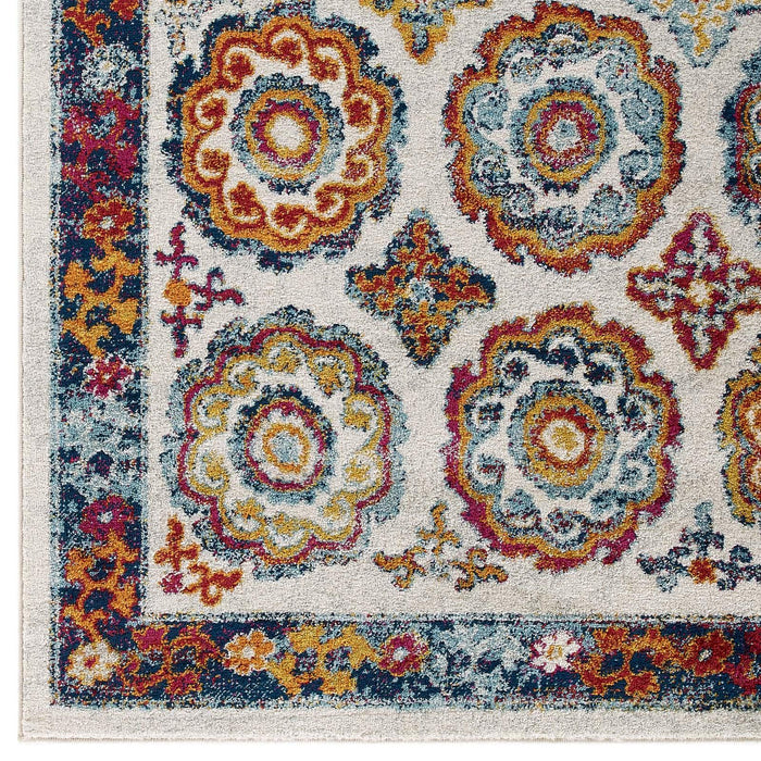 Entourage Odile Distressed Floral Moroccan Trellis 5x8 Area Rug