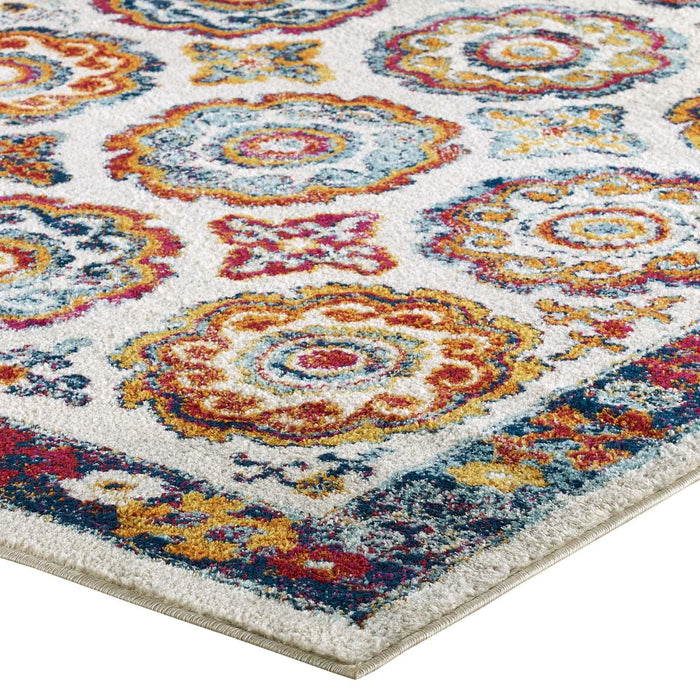 Entourage Odile Distressed Floral Moroccan Trellis 5x8 Area Rug