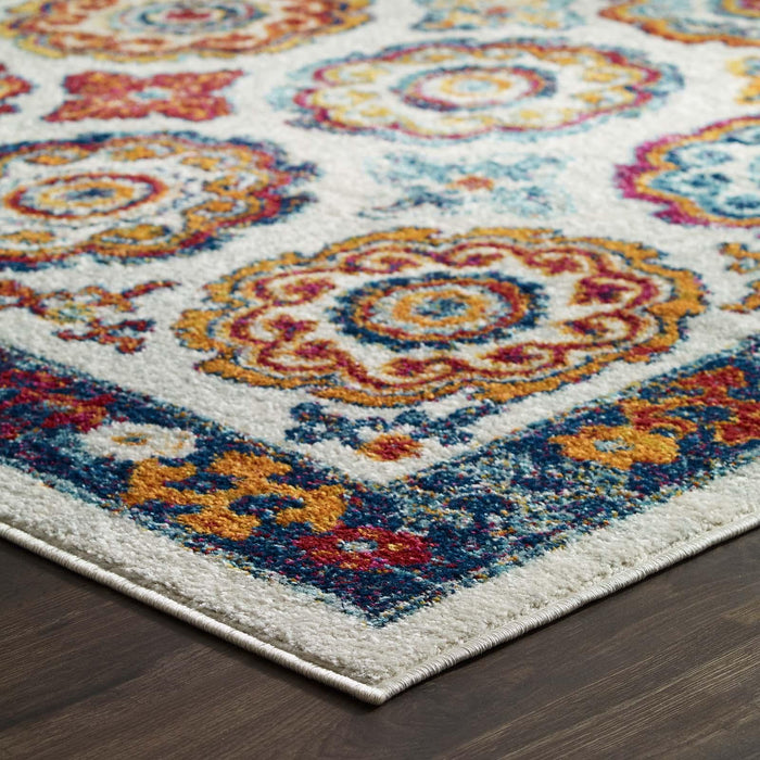 Entourage Odile Distressed Floral Moroccan Trellis 8x10 Area Rug