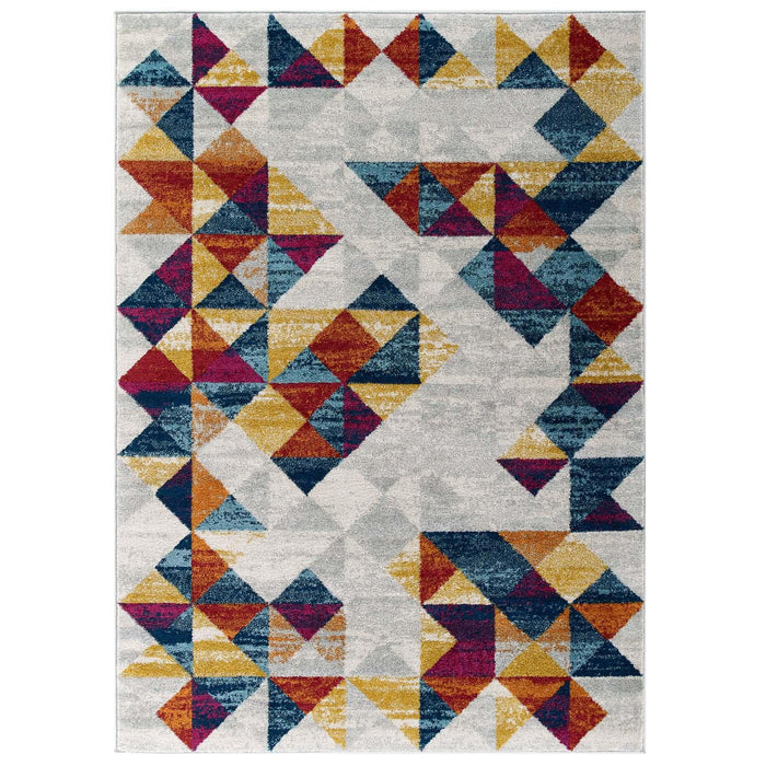 Entourage Elettra Distressed Geometric Triangle Mosaic 8x10 Area Rug