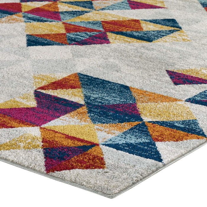 Entourage Elettra Distressed Geometric Triangle Mosaic 8x10 Area Rug