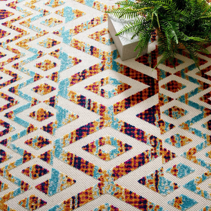 Reflect Tamako Diamond and Chevron Moroccan Trellis 8x10 Indoor / Outdoor Area Rug