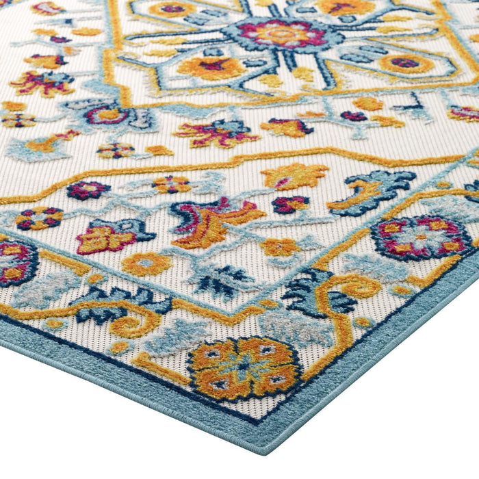 Reflect Freesia Distressed Floral Persian Medallion 8x10 Indoor and Outdoor Area Rug