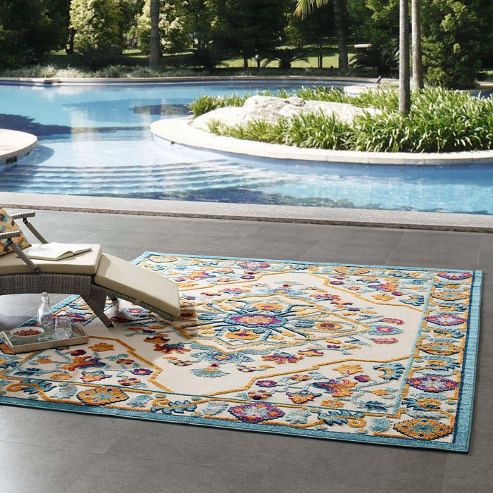 Reflect Freesia Distressed Floral Persian Medallion 8x10 Indoor and Outdoor Area Rug