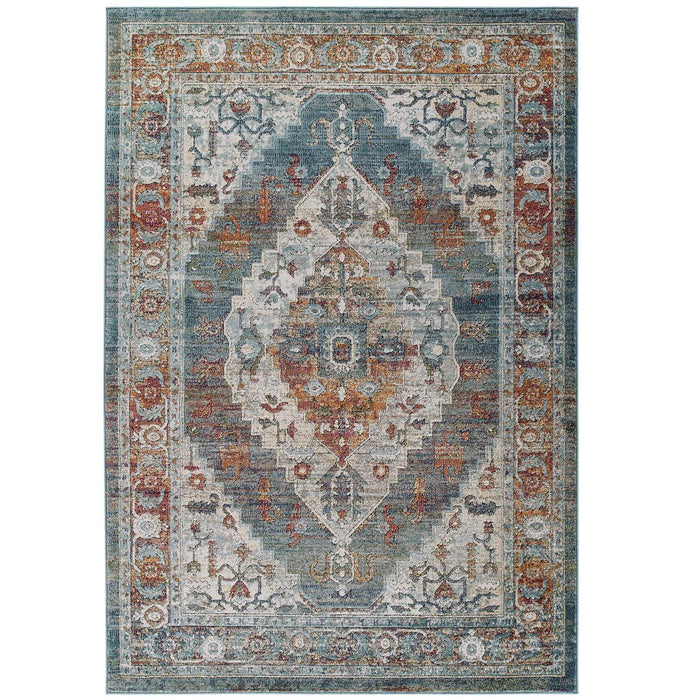 Tribute Camellia Distressed Vintage Floral Persian Medallion 8x10 Area Rug image