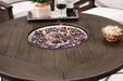 Paradise Trail Paradise Trail Fire Pit Table with 4 Nuvella Swivel Lounge Chairs - Dinettes Plus Furniture