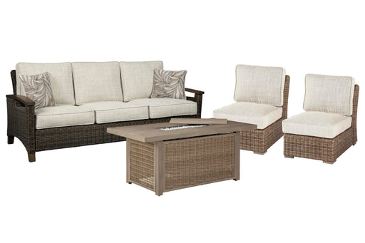 Beachcroft Outdoor Sofa, Lounge Chairs and Fire Pit - Dinettes Plus Furniture