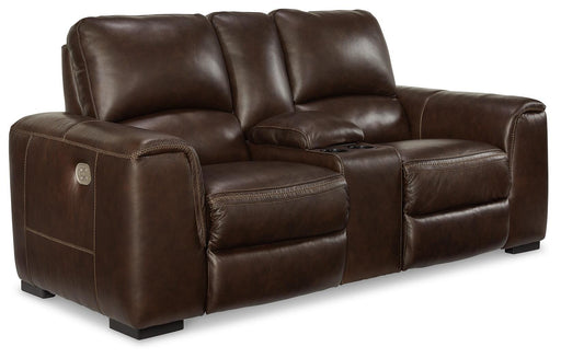 Alessandro Power Reclining Loveseat with Console - Dinettes Plus Furniture