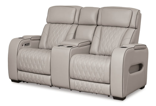 Boyington Power Reclining Loveseat with Console - Dinettes Plus Furniture
