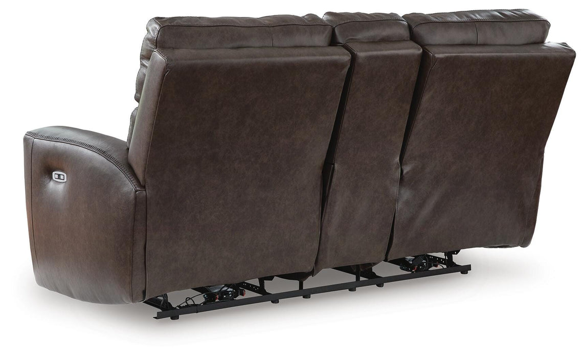 Crossplex Power Reclining Loveseat with Console - Dinettes Plus Furniture
