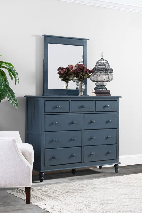 John Thomas Cottage 9 Drawer Dresser & Mirror in Denim BD81-2019;BD81-2050 image