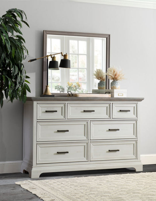 John Thomas Summit 7 Drawer Chest & Mirror in Mist & Heather Gray image