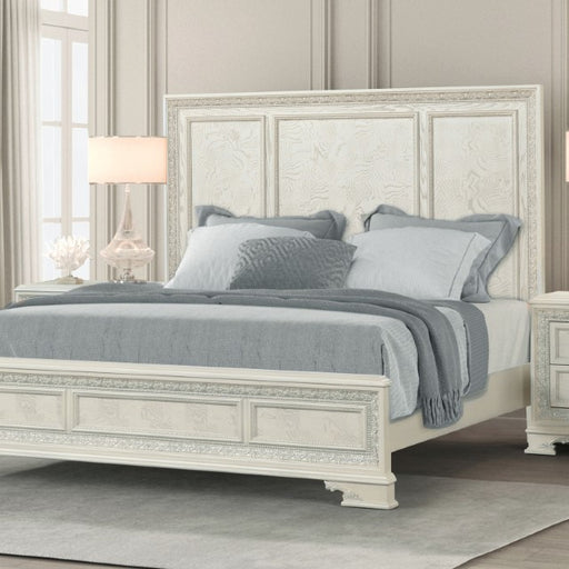 Stella Mia 4 Pc 5 Pc Queen Bedroom Set White & White - Dinettes Plus Furniture