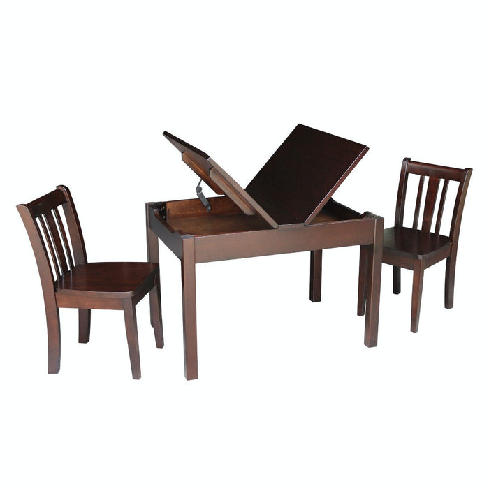 John Thomas Home Accents Mission Lift Top Storage Table and Chairs in Rich Mocha image