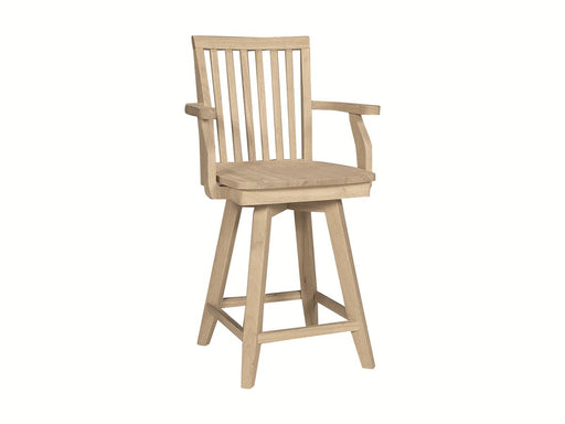 John Thomas Unfinished 24'' Mission Arm Swivel Stool image