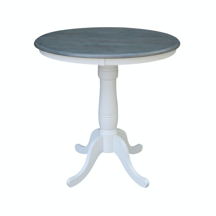 John Thomas Dining Essentials 36'' Pedestal Table in Heather Gray / White;T08-30B;T08-6B image