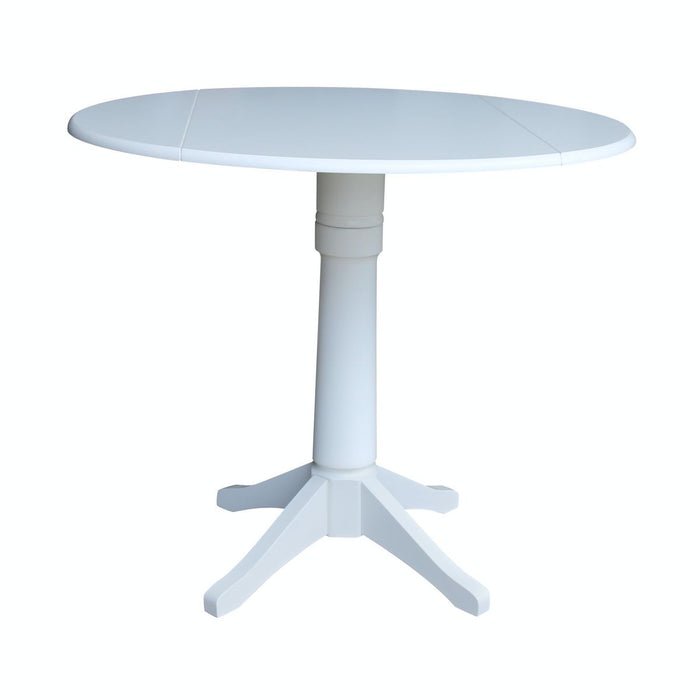 John Thomas Dining Essentials Round Dropleaf Pedestal Table in Pure White image
