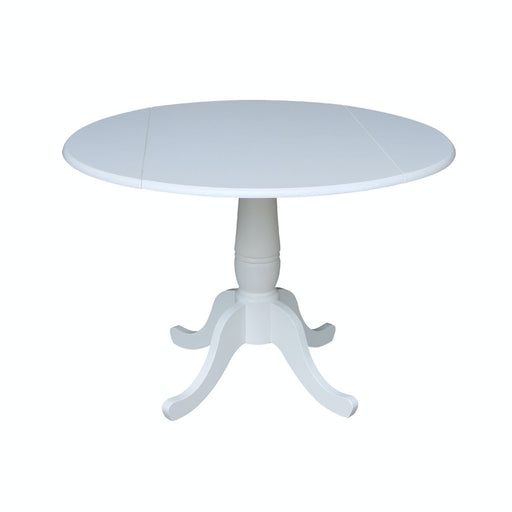 John Thomas Dining Essentials Round Dropleaf Pedestal Table in Pure White image
