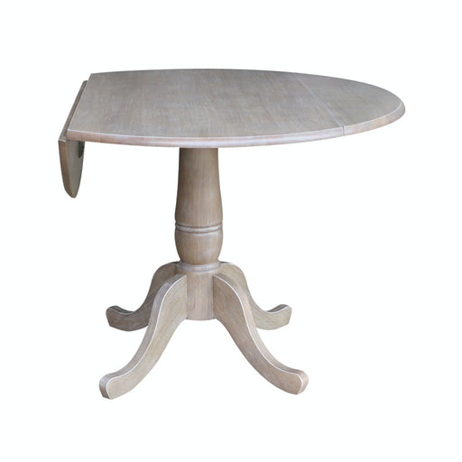John Thomas Dining Essentials Round Dropleaf Pedestal Table in Taupe Gray image