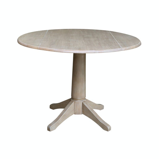 John Thomas Dining Essentials Round Dropleaf Pedestal Table in Taupe Gray image