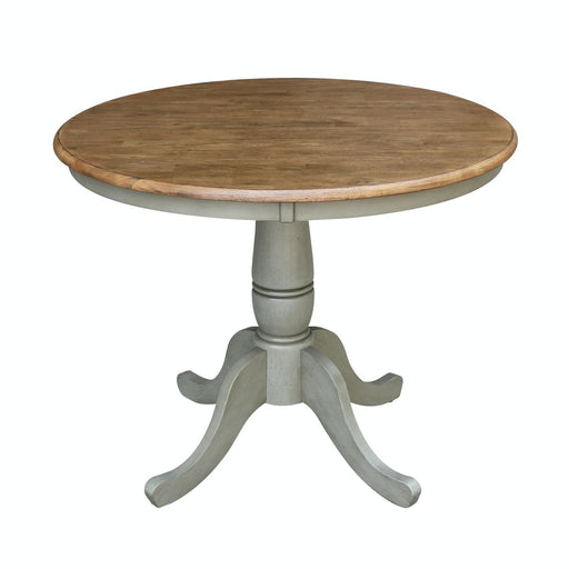 John Thomas Dining Essentials 36'' Pedestal Table in Hickory / Stone image