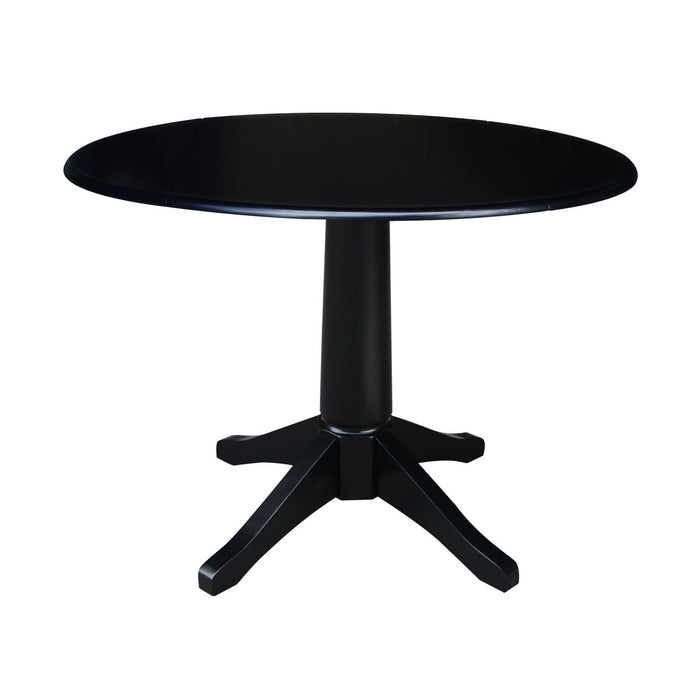 John Thomas Dining Essentials Round Dropleaf Pedestal Table in Black image