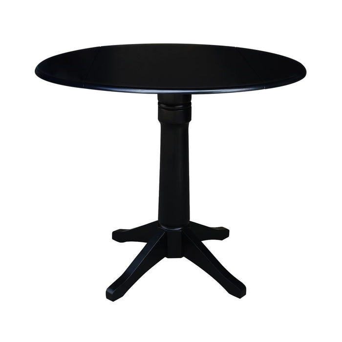 John Thomas Dining Essentials Round Dropleaf Pedestal Table in Black image