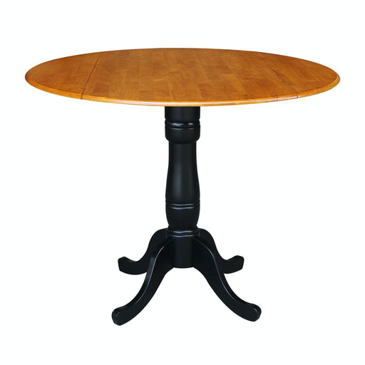John Thomas Dining Essentials Round Dropleaf Pedestal Table in Cherry / Black image