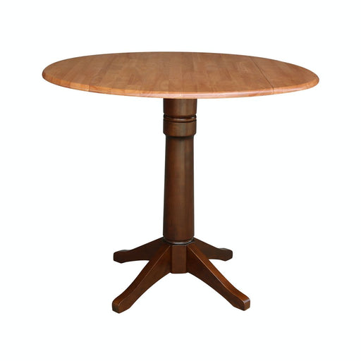 John Thomas Dining Essentials Round Dropleaf Pedestal Table in Cinnamon / Espresso image