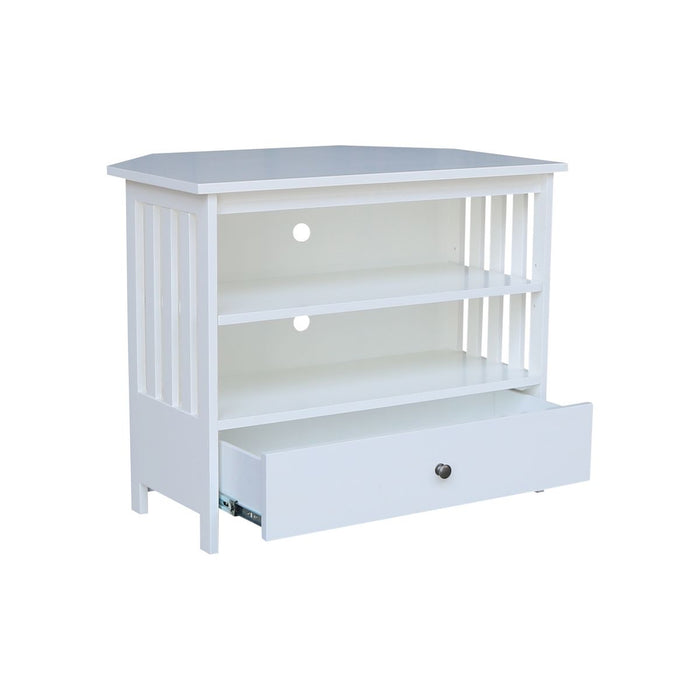 John Thomas Destinations Mission Corner TV Stand Pure White
