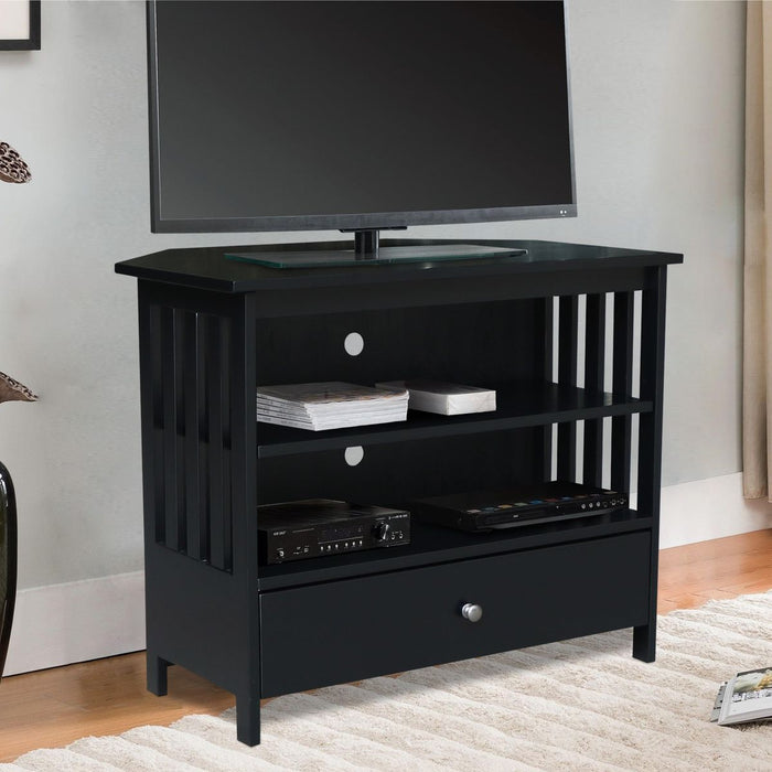 John Thomas Destinations Mission Corner TV Stand Solid Black
